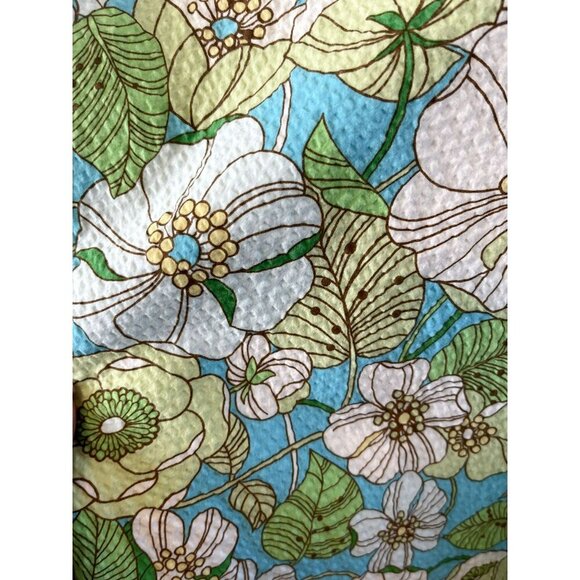 Gap A-Line Skirt Womens 8 Blue green Floral Seersucker Spring Y2K 2000s Vintage - Picture 3 of 4